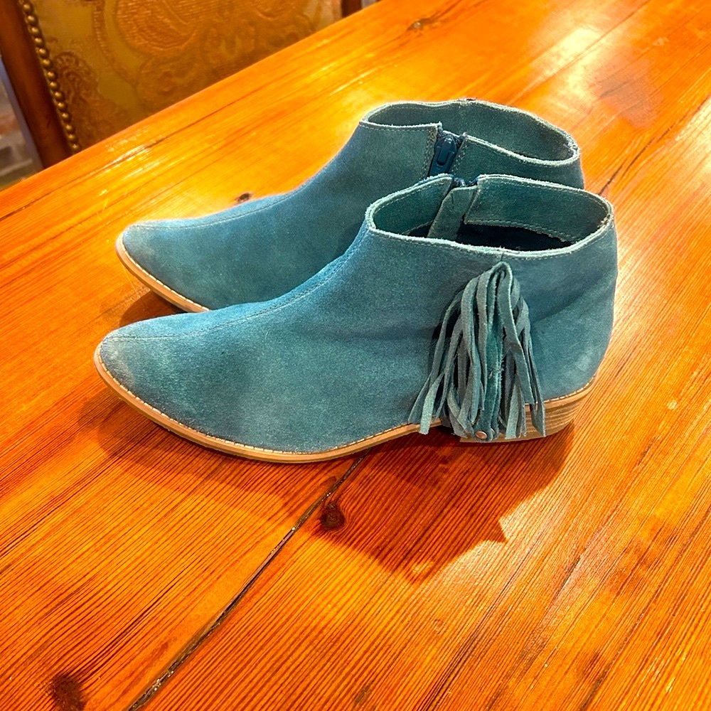 Naughty Monkey Teal Suede fringe Ankle Booties size 8 - Picture 5 of 8